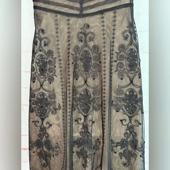 ANN TAYLOR LOFT PETITE 2P Black Embroidered Mesh Overlay Cocktail Party Dress - Picture 12 of 15